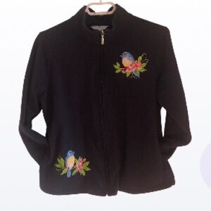 Penmans Navy Zip Up Jacket with Bird Embroidery size Large